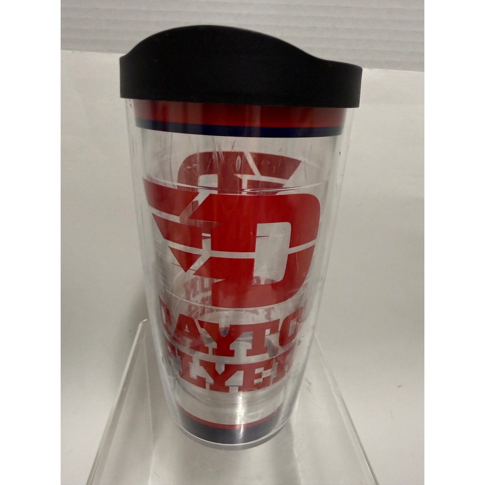 Tervis Tumbler Dayton Flyers Insulated Travel Cup 16oz Clear Red Black Lid NCAA